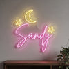 Moon Neon Sign Custom, Name Stars LED Light, Girls Room Wall Decor