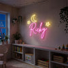 Moon Neon Sign Custom, Name Stars LED Light, Girls Room Wall Decor