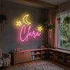 Moon Neon Sign Custom, Name Stars LED Light, Girls Room Wall Decor