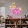 Moon Neon Sign Custom, Name Stars LED Light, Girls Room Wall Decor