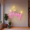 Moon Neon Sign Custom, Name Stars LED Light, Girls Room Wall Decor