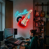 Music Neon Sign Custom, Name Guitar LED Light, Music Room Studio Wall Decor