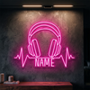 Music Neon Sign Custom, Name Headphones LED Light, Bedroom Wall Decor