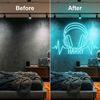 Music Neon Sign Custom, Name Headphones LED Light, Bedroom Wall Decor