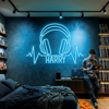 Music Neon Sign Custom, Name Headphones LED Light, Bedroom Wall Decor