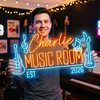 Music Neon Sign Custom, Name Music Note LED Light, Music Room Studio Decor