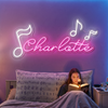 Music Neon Sign Custom, Name Notes LED Light, Bedroom Wall Decor