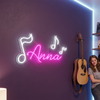 Music Neon Sign Custom, Name Notes LED Light, Bedroom Wall Decor