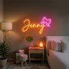 Name Neon Sign Custom, Bow LED Light, Girls Kids Bedroom Wall Nursery Decor