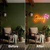 Name Neon Sign Custom, Bow LED Light, Girls Kids Bedroom Wall Nursery Decor