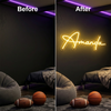 Name Neon Sign Custom, Script LED Light, Bedroom Wall Decor