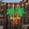 Palm Tree Pub Neon Sign Custom, Name Tiki LED Light, Outdoor Bar Decor