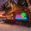 Paradise Neon Sign Custom, Name Palm Tree LED Light, Tropical Tiki Bar Decor