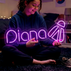 Pencil Neon Sign Custom, Name School LED Light, Kids Room Wall Decor