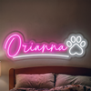 Pet Paw Neon Sign Custom, Name Paw Print LED Light, Kids Room Wall Decor