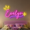Princess Neon Sign Custom, Name Crown Star LED Light, Girls Room Wall Decor