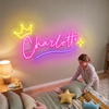 Princess Neon Sign Custom, Name Crown Star LED Light, Girls Room Wall Decor