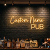 Pub Neon Sign Custom, Name Block Letter LED Light, Home Bar Decor