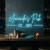 Pub Neon Sign Custom, Name Est Date LED Light, Home Bar Wall Decor