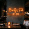 Pub Neon Sign Custom, Name Est Date LED Light, Home Bar Wall Decor