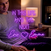 Quote Neon Sign Custom, Couple Names Heart LED Light, Bedroom Wall Decor