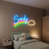 Rainbow Neon Sign Custom, Name Cloud LED Light, Kids Room Wall Decor