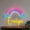 Rainbow Neon Sign with Name, Custom Cloud LED Light, Kids Room Wall Decor