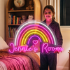Rainbow Room Neon Sign Custom, Name Heart LED Light, Kids Room Decor
