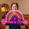 Rainbow Room Neon Sign Custom, Name Heart LED Light, Kids Room Decor