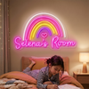 Rainbow Room Neon Sign Custom, Name Heart LED Light, Kids Room Decor