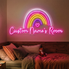 Rainbow Room Neon Sign Custom, Name Heart LED Light, Kids Room Decor
