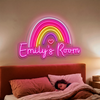 Rainbow Room Neon Sign Custom, Name Heart LED Light, Kids Room Decor