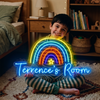 Rainbow Room Neon Sign with Name, Custom Star LED Light, Kids Room Decor