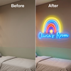 Rainbow Room Neon Sign with Name, Custom Star LED Light, Kids Room Decor