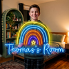 Rainbow Room Neon Sign with Name, Custom Star LED Light, Kids Room Decor