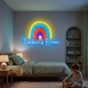Rainbow Room Neon Sign with Name, Custom Star LED Light, Kids Room Decor