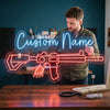 Rifle Neon Sign Custom, Name Hunting LED Light, Man Cave Wall Decor