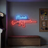 Rifle Neon Sign Custom, Name Hunting LED Light, Man Cave Wall Decor
