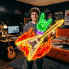Rock Music Neon Sign Custom, Guitar LED Light, Music Room Band Wall Decor