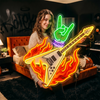 Rock Music Neon Sign Custom, Guitar LED Light, Music Room Band Wall Decor