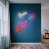 Rocket Neon Sign Custom, Name Space LED Light, Kids Room Wall Decor