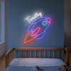 Rocket Neon Sign Custom, Name Space LED Light, Kids Room Wall Decor