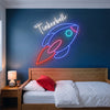 Rocket Neon Sign Custom, Name Space LED Light, Kids Room Wall Decor