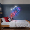 Rocket Neon Sign Custom, Name Space LED Light, Kids Room Wall Decor