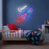 Rocket Neon Sign Custom, Name Space LED Light, Kids Room Wall Decor