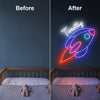 Rocket Neon Sign Custom, Name Space LED Light, Kids Room Wall Decor