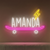 Skateboard Neon Sign Custom, Name Lightning LED Light, Kids Room Wall Decor