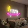 Skateboard Neon Sign Custom, Name Lightning LED Light, Kids Room Wall Decor