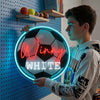 Soccer Neon Sign Custom, Name Ball Badge LED Light, Kids Room Wall Decor