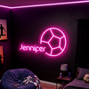 Soccer Neon Sign Custom, Name Ball LED Light, Boys Room Wall Decor